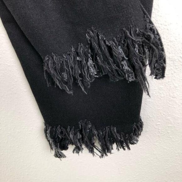 Zara Womens US 6 Distressed Destroyed Mid Rise Cropped Jeans Black Wash - Picture 8 of 11